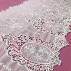 寬35厘米茶几桌布台布桌墊布藝歐式長方形餐立體刺繡鏤空棉布花邊