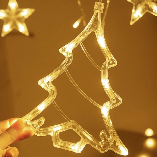 圣诞节派对装饰品挂灯家用客厅节日场景布置装扮挂件五角星窗帘灯