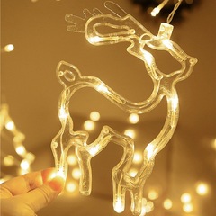 Christmas party decorations string lights home living room holiday scene arrangement decoration hanging decoration five-pointed star curtain lights