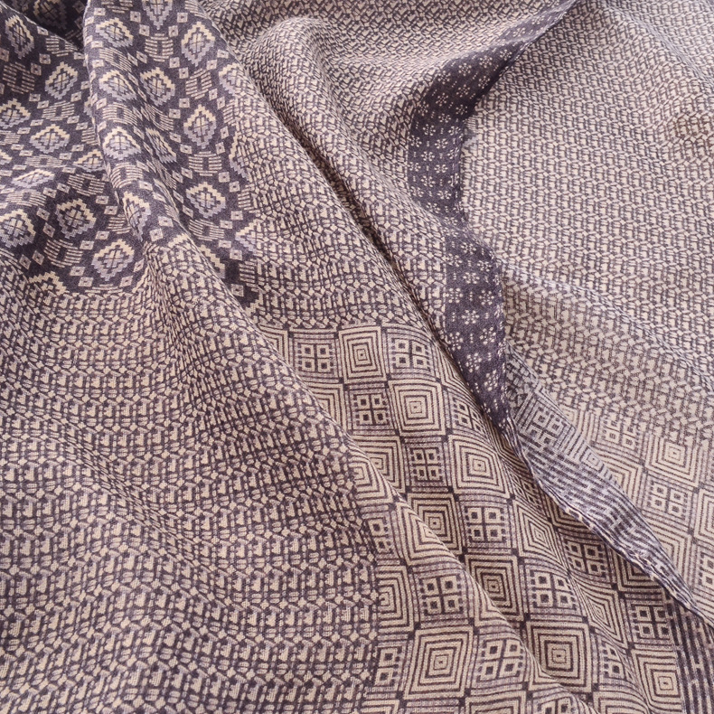 Nuevo estilo retro étnico color coincidencia bufanda color coincidencia geométrica larga bufanda grande viajes protector solar chal Toalla de playa para las mujeres