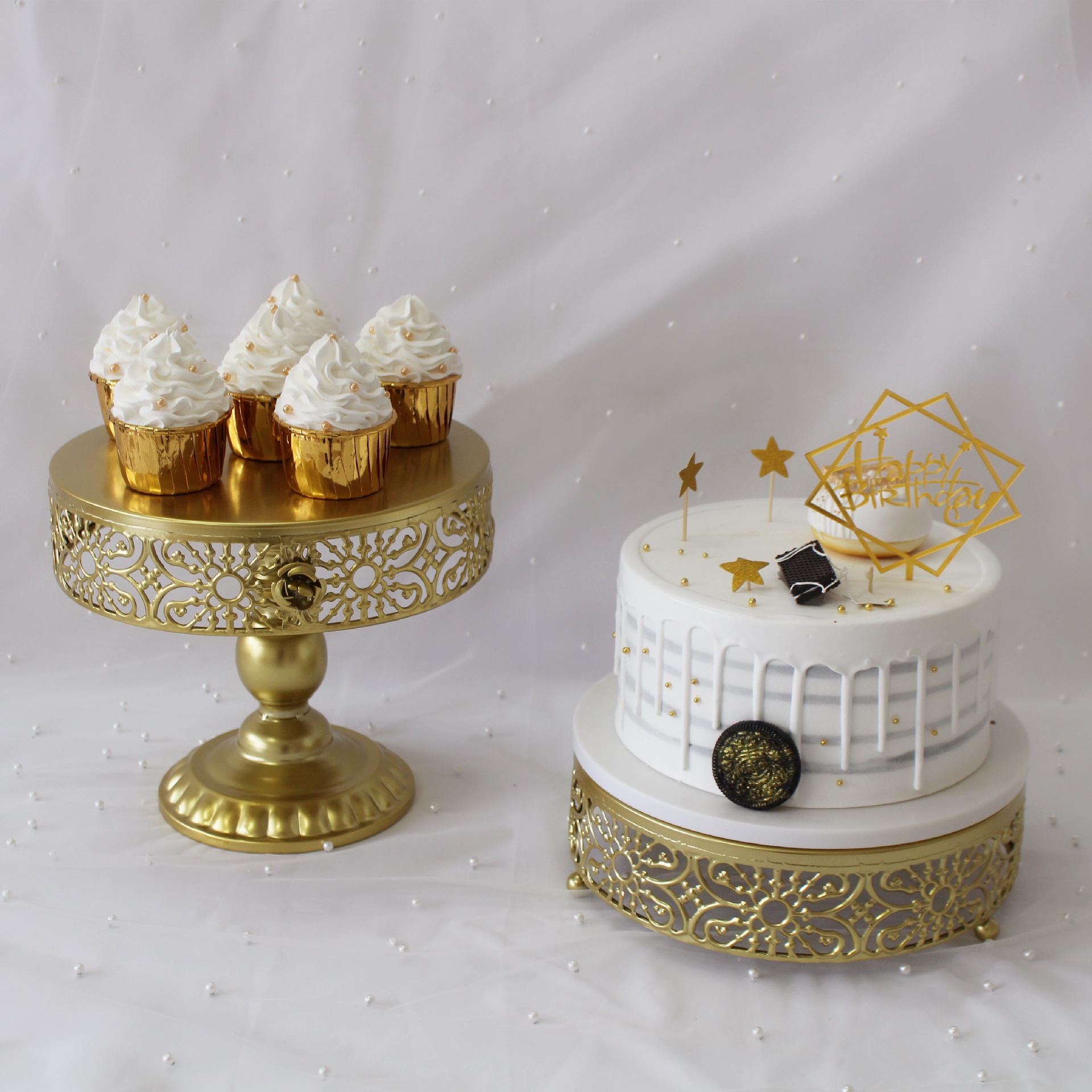 Tabla de postres decorativa estante de exhibición de postres pastel bandeja de comida fría mesa de té estante de pastel rack de té de la tarde