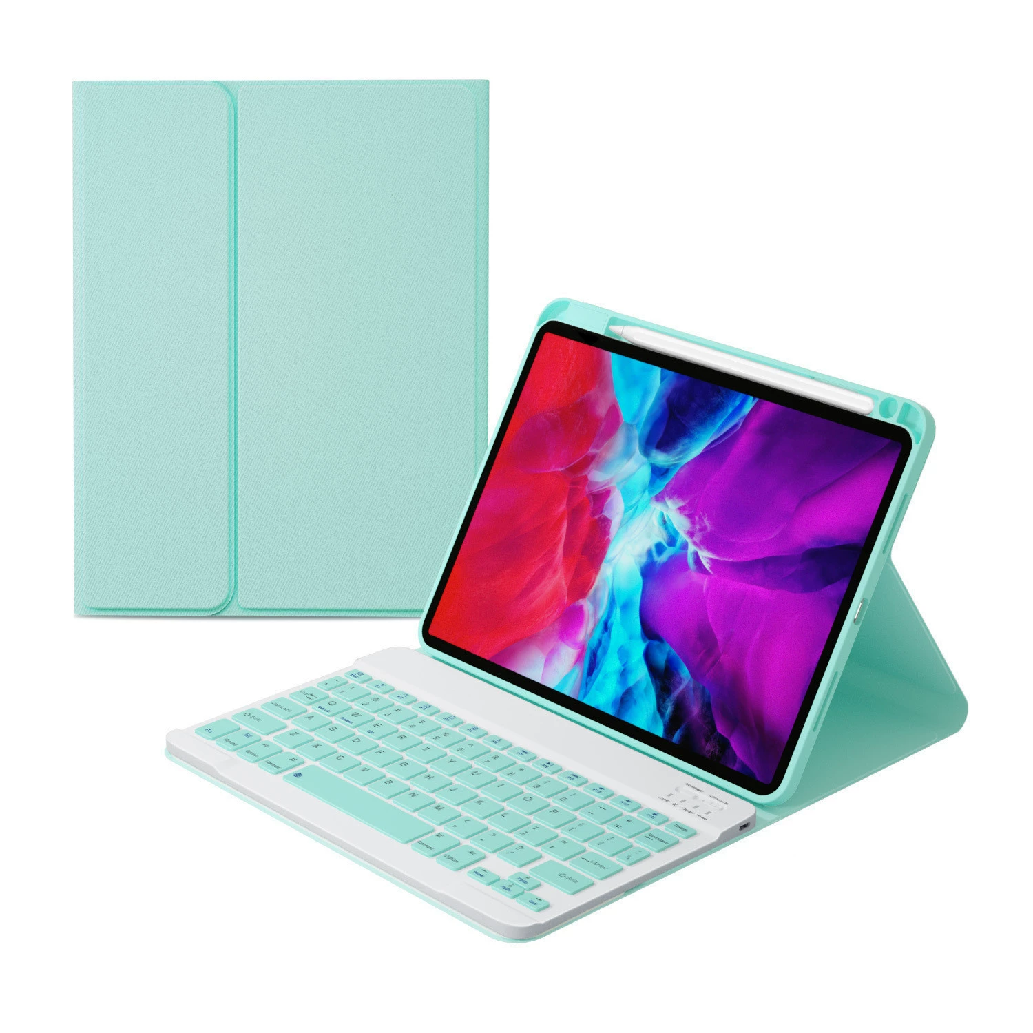 Bluetooth-клавиатура-кейс, совместим с iPad Pro 11 и несколькими моделями iPad, подсветка и магнит