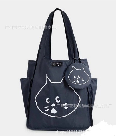 고양이 블루 라운드 동전 지갑