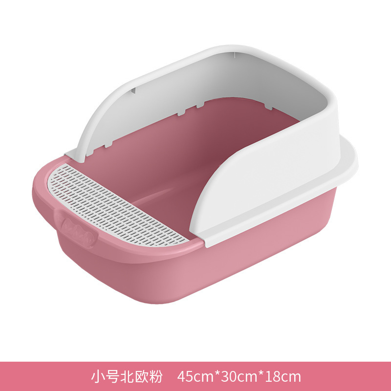 Venta al por mayor semicerrado tamaño pequeño caja de arena para gatos anti-salpicaduras gato inodoro desodorante caja de arena para gatos suministros para gatos