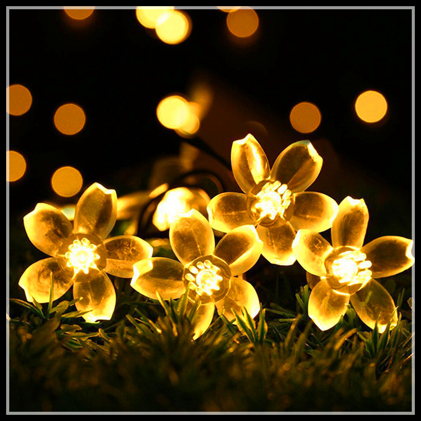 Luz de bola de burbuja solar cadena de luz de estrella led flor de cerezo ambiente de campamento al aire libre decoración navideña luz solar
