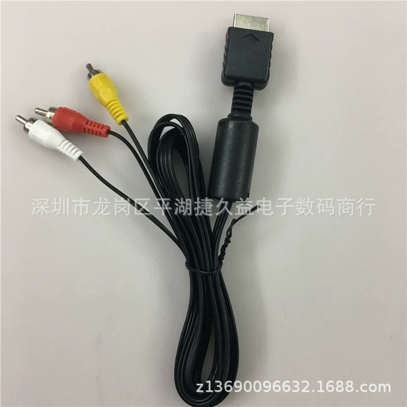 Кабель AV для PS2/PS3, 1.8 м, Композитный RCA-кабель (Жёлтый/Красный/Белый), Чёрная упаковка