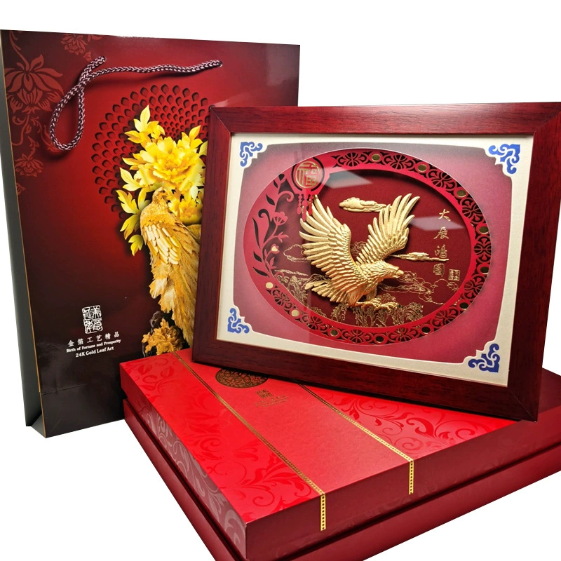 Кадр для показа Хонту Foot Gold Foil Painting Switching Chicken Wing Frame Painting Crafts Crafts Bank Insurance Exhibition Gift Gift Gifts