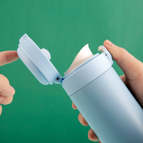 New Pea Cup 304 Simple Portable Bouncing Cup Lid Stainless Steel Insulated Cup Gift Advertising Cup Simple Style