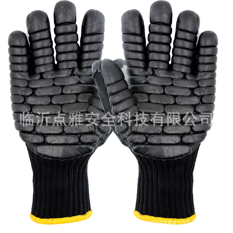 Guantes Antichoque Negros para Construcción Mecánica, Fabricación, Desbrozadora, Motosierra, Taladro Eléctrico, Guantes Antichoque para Palma de la Mano, Fabricante, Venta al por Mayor
