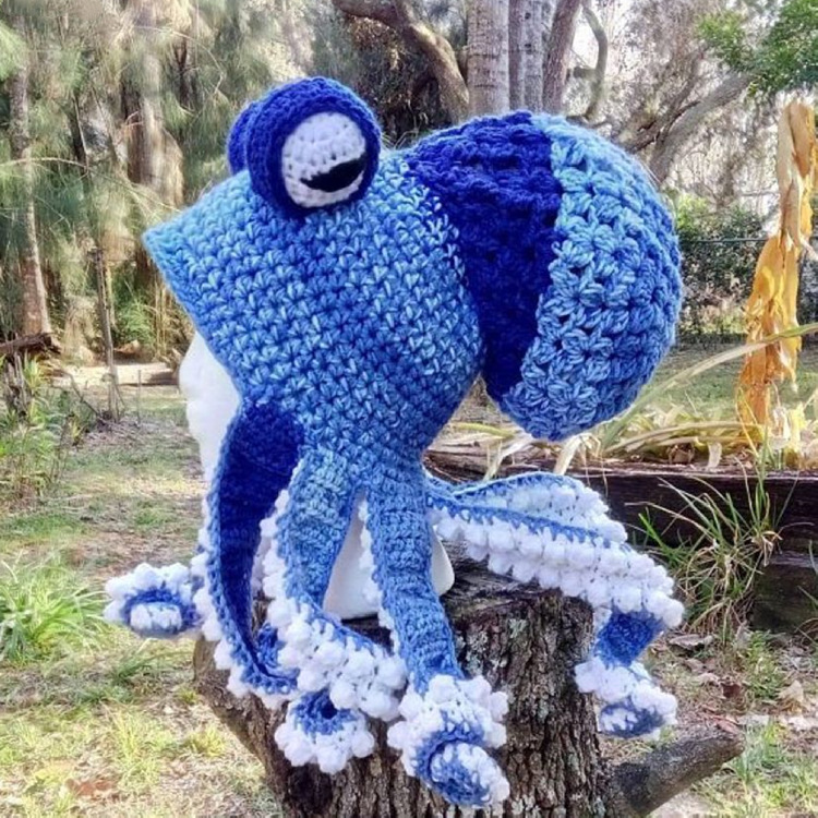 Amazon comercio exterior nueva fiesta transfronteriza para adultos Tricky Funky Octopus Head Sombrero de pulpo de ganchillo