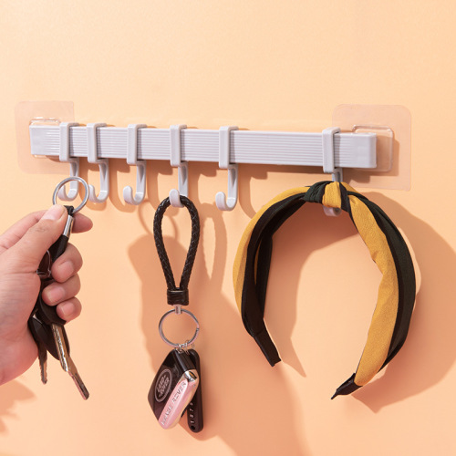 Bathroom towel rack glued without punching kitchen single pole rag hanger bathroom thickened towel bar 6 hooks