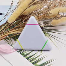 三角形荧光笔 创意个性三边荧光笔彩色记号笔3色划重点笔