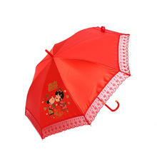 新款长柄伴娘红伞 大红花边新娘伞批发 厂家婚庆结婚遮阳雨伞