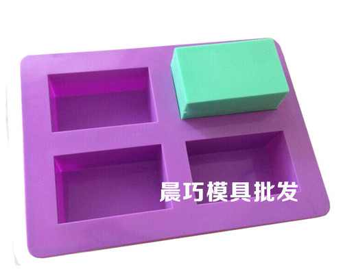 Supply silicone cake mold, 4-connected rectangular handmade soap mold, four-hole rectangular grid mold, right-angled square