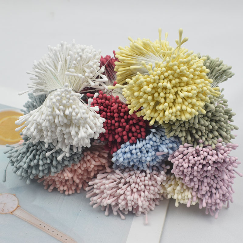 K-Style of Handmade 2mm Matte Round Match Head Flower Heart Stamens DIY Headwear Hair Accessories High Artificial Flower Stamens Material Wholesale