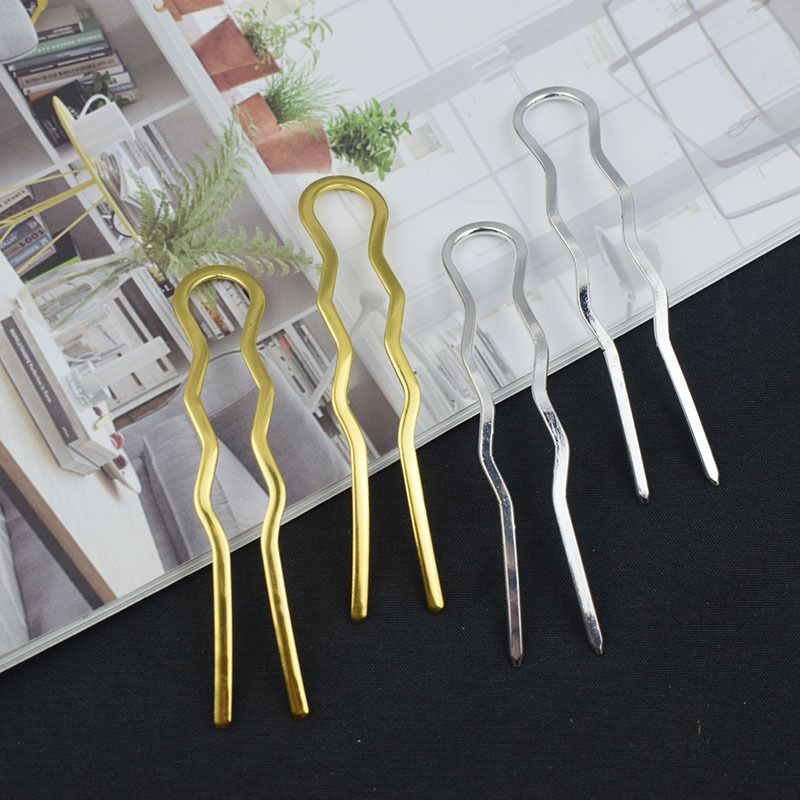 Color-retaining Pure Copper Antique Wave U-shaped Wrapping Flower Hairpin Hair Hairpin Handmade diy Step Shake Hanfu Hair Accessories