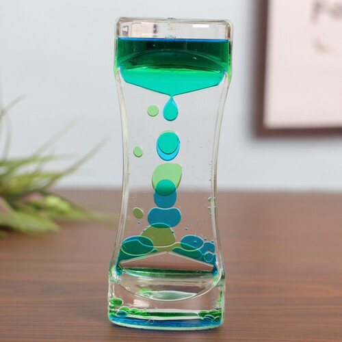 Dynamic small waist two-color liquid oil leakage hourglass timer decompression daze acrylic creative gift ornaments