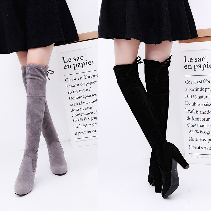 Autumn and Winter New European and American Retro Over-the-Knee Boots Fleece Warm Fashion Boots Thin Heel High Heel Suede Breathable Women's Boots Autumn and Winter New European and American Retro Over-the-Knee Boots Fleece Warm Fashion Boots Thin Heel High Heel Suede Breathable Women's Boots