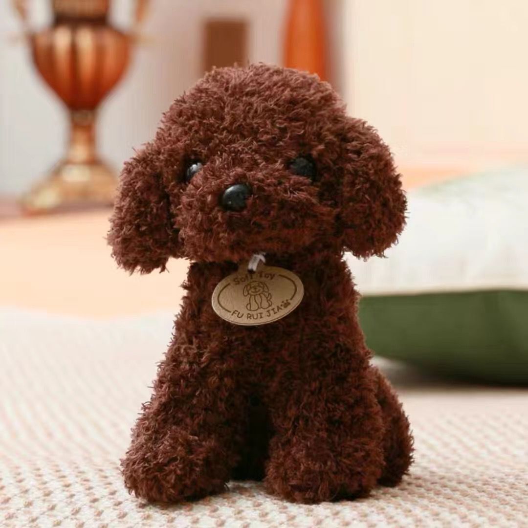 Simulación cuidadosamente seleccionada, muñeco de perro de peluche, cachorro de peluche, muñeco de perro de peluche rizado, regalo para niños al por mayor