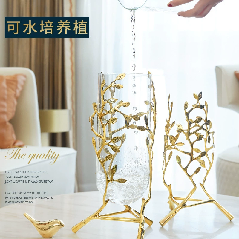 Glass Vase European light-luxury, transparent hydroponic decorative vase, dwarf & high sizes