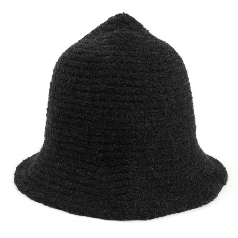 Cross-Border Popular Knitted Fisherman Hat Korean Style Autumn and Winter Witch Hat Pointed Woolen Hat Large Brim Bucket Warm Basin Hat for Women