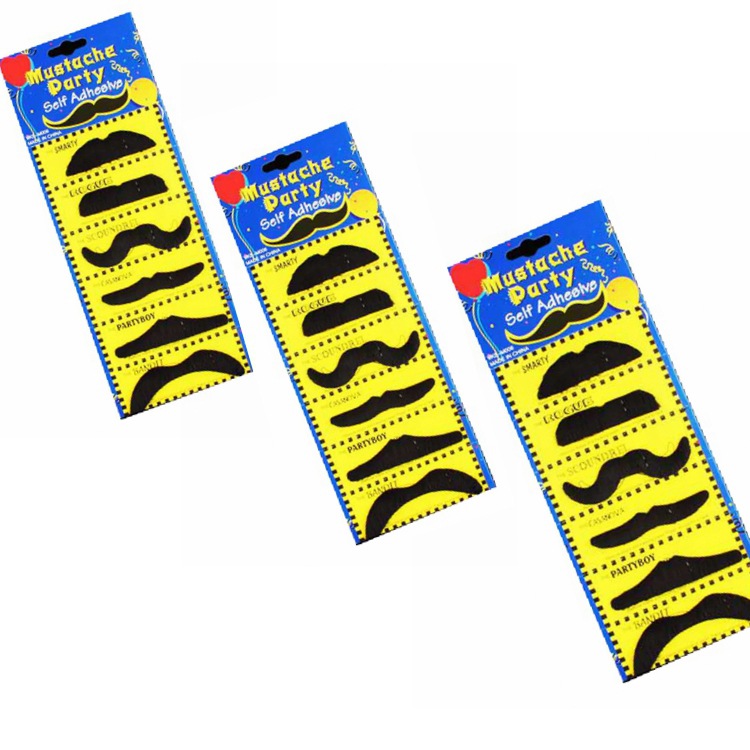 Suministro de barba falsa de Pascua fibra negra 6ps tarjeta fiesta carnaval auto-pegar barba falsa graciosa barba extraña