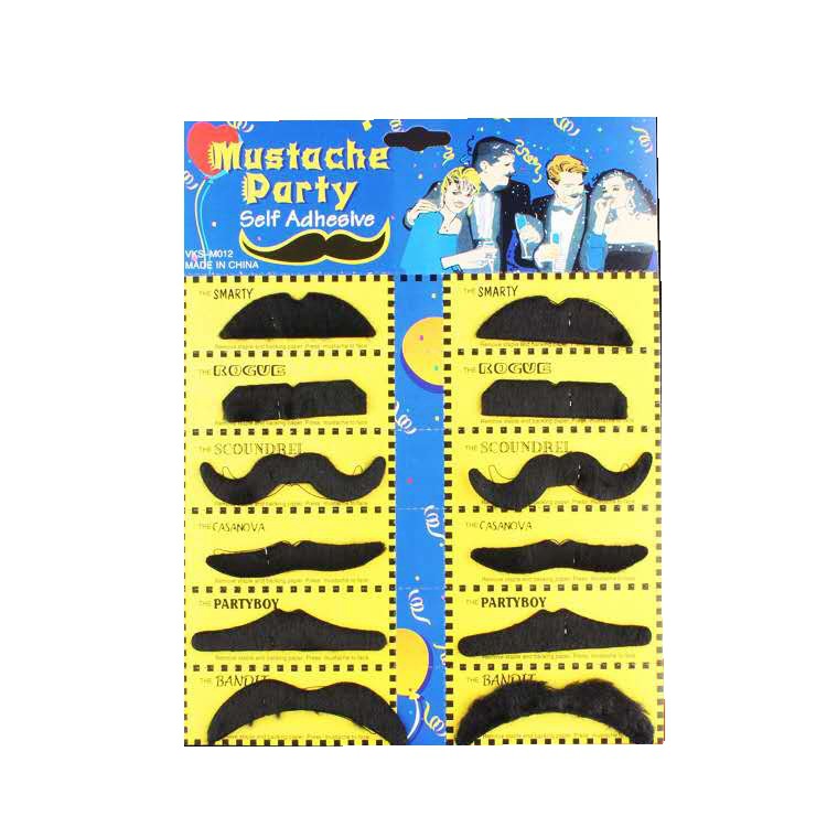 Suministro de barba falsa de Pascua fibra negra 6ps tarjeta fiesta carnaval auto-pegar barba falsa graciosa barba extraña