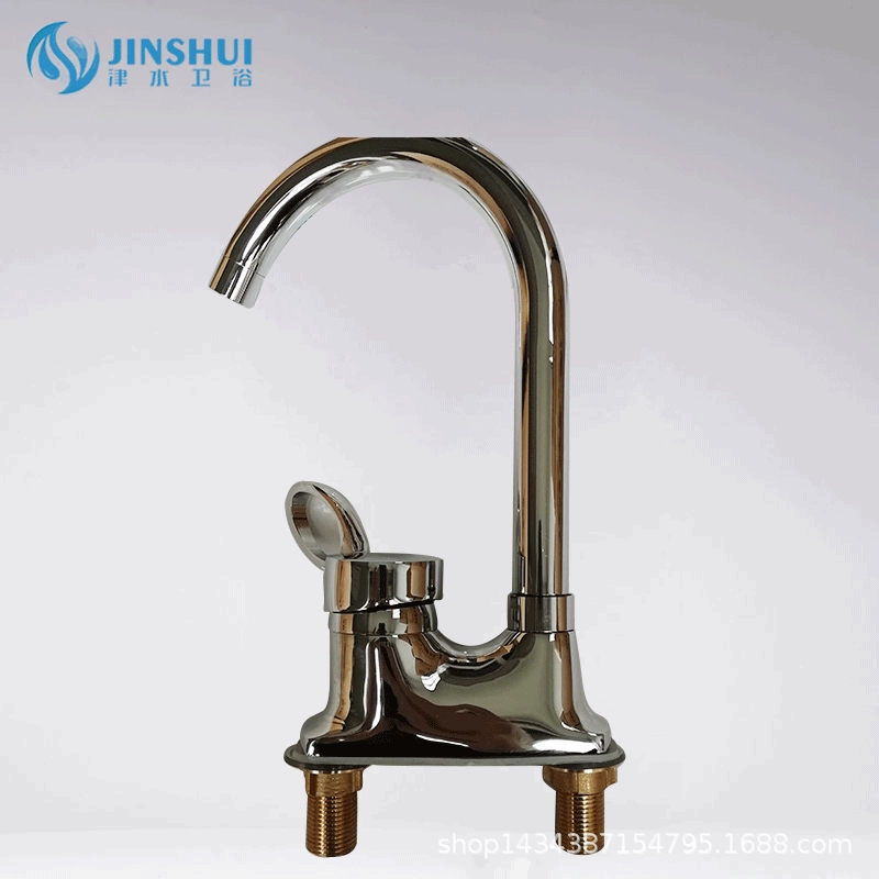 Оптовая Продажа с фабрики все медные умывальник высокий Изгиб смеситель с двойным отверстием медная скамейка двойной умывальник горячее и холодное смешивание воды дракон