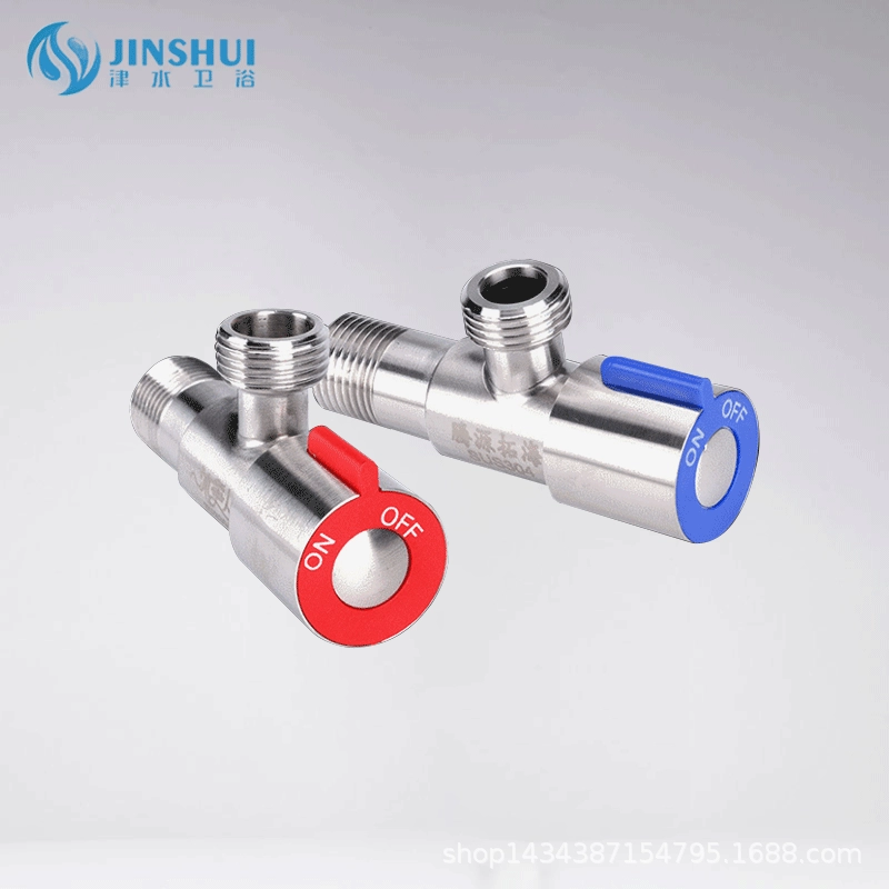 Угловой клапан из нержавеющей стали 304, Взрывозащищенная ванная комната, красный и синий колесный треугольный клапан, холодный и горячий, большой поток воды на входе, остановка воды