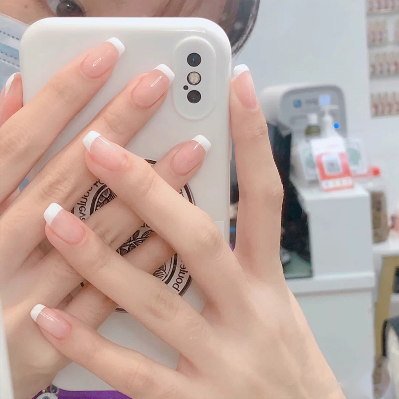 Manicure Wearable Nails French Princess False Nail Tips Finished Nail Pieces European and American Detachable 24 Pieces Jelly Glue Style