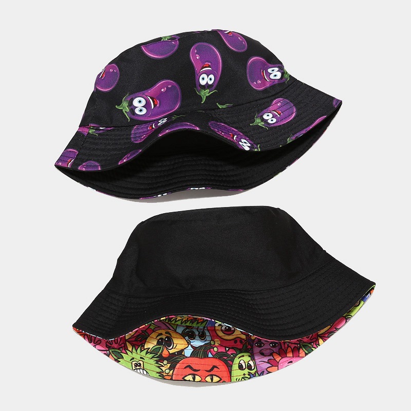 Sombrero de pescador con estampado de vegetales creativo y novedoso 2026 para mujer, sombrero de sol informal para exteriores de verano, sombrero tipo pescador versátil.