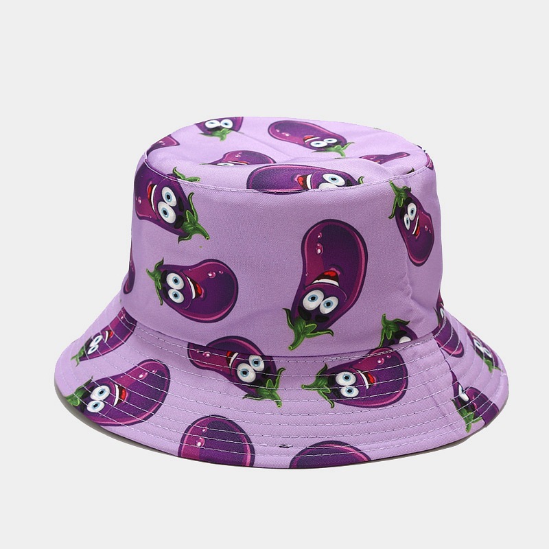 Sombrero de pescador con estampado de vegetales creativo y novedoso 2026 para mujer, sombrero de sol informal para exteriores de verano, sombrero tipo pescador versátil.