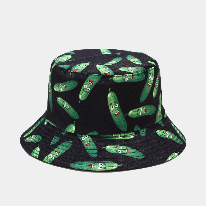 Sombrero de pescador con estampado de vegetales creativo y novedoso 2026 para mujer, sombrero de sol informal para exteriores de verano, sombrero tipo pescador versátil.