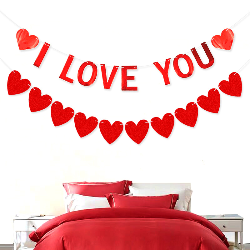 Día de San Valentín, decoración de boda, 10 piezas rojo amor, te amo