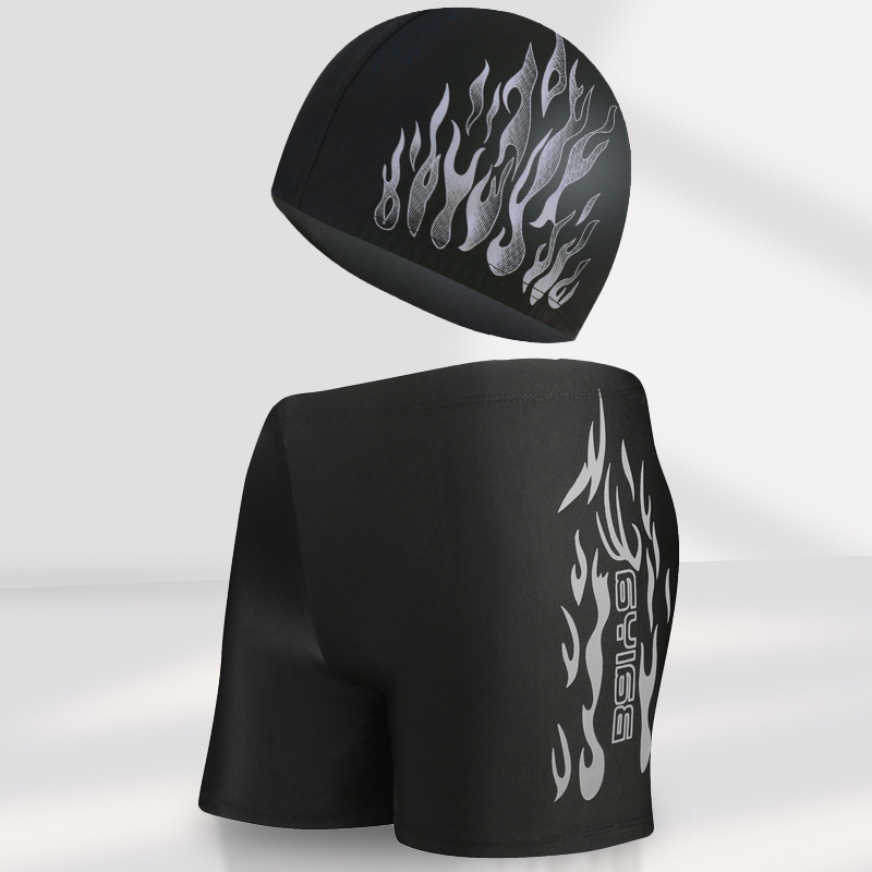 Qi Lang natación troncos hombres Boxer adultos natación troncos Natación traje de nylon suelta más el tamaño de los hombres pantalones de natación impresos al por mayor