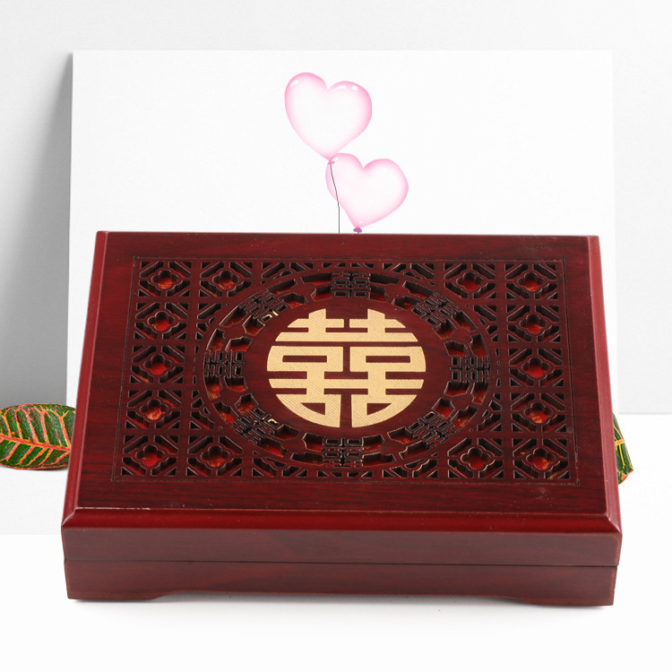 周年纪念仿红木结婚证珍藏盒定制送闺蜜结婚礼物婚书证件收纳盒