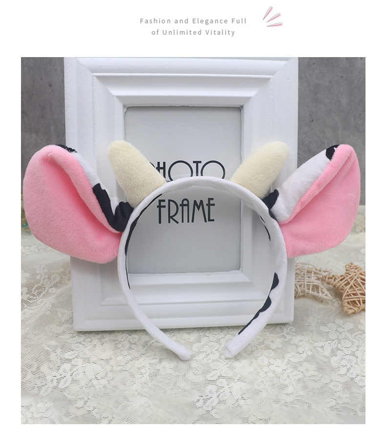 Suministro transfronterizo Wansheng animal tocado orejas de vaca lindo peluche vaca diadema partido bola diadema pelo Cueva