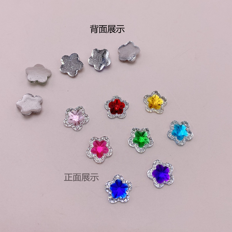 Comercio exterior nueva venta caliente 12mm melocotón escamas de pescado en forma de corazón de resina plana diamante ciruela color diamante accesorios de la joyería