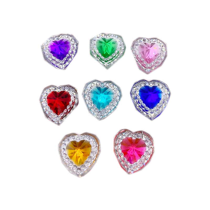 Comercio exterior nueva venta caliente 12mm melocotón escamas de pescado en forma de corazón de resina plana diamante ciruela color diamante accesorios de la joyería