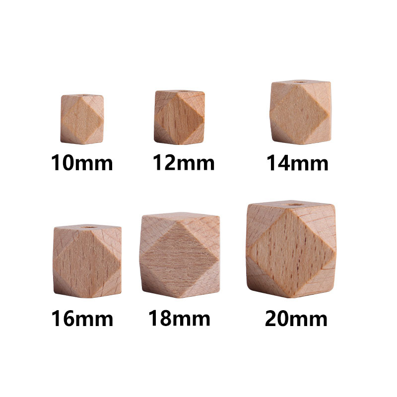 10 ~ 20mm madera cruda haya octogonal molar juguete accesorios DIY teether pulsera pezón cadena collar materias primas