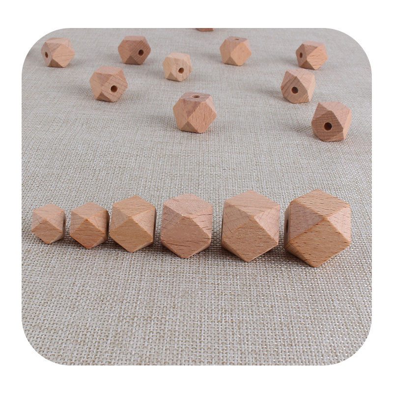 10 ~ 20mm madera cruda haya octogonal molar juguete accesorios DIY teether pulsera pezón cadena collar materias primas