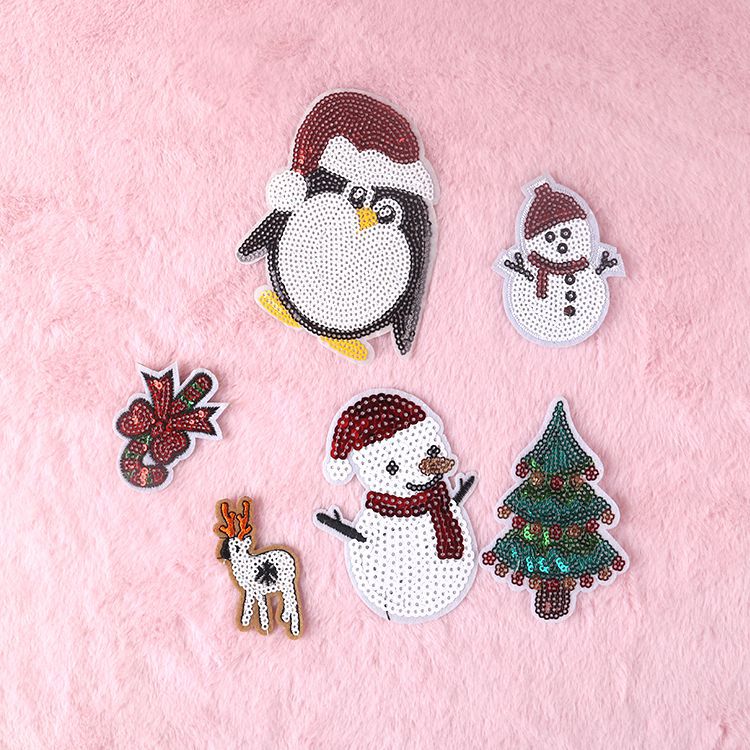 DIY新款圣诞系列珠片绣亮片绣刺绣布贴衣服辅料熨烫贴
