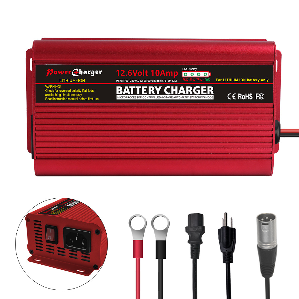 12.6V10A锂电池智能充电器4段式充电充满关断LED电量显示