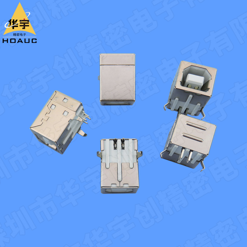 打印机医疗心电图专用USB 4P平口BF 90°弯脚替代Molex67068-9001