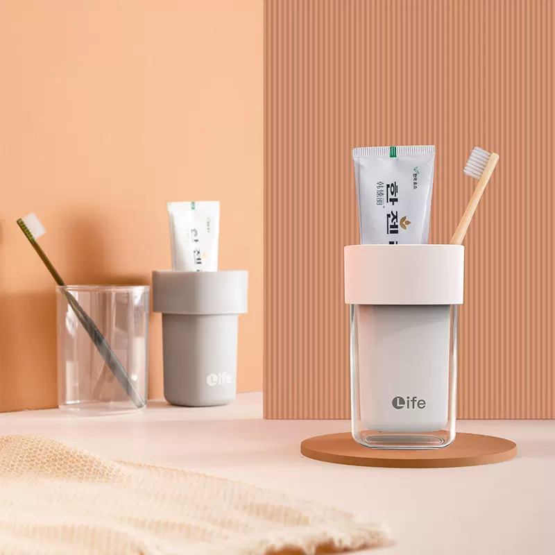 家用简约漱口杯创意洗漱收纳两用杯情侣刷牙杯旅行收纳盒洗漱杯