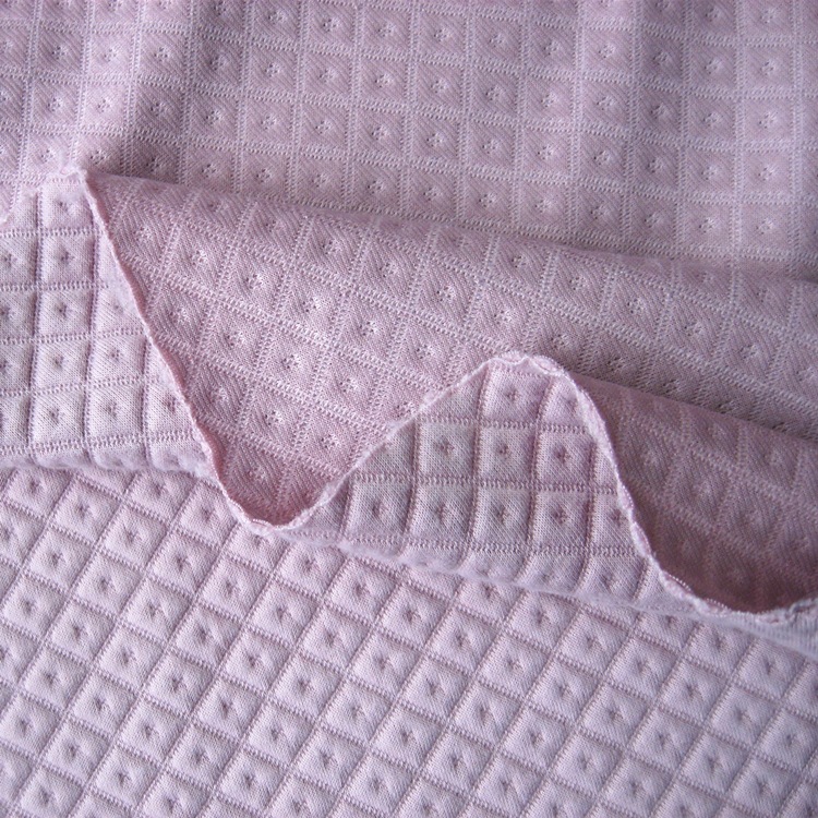 涤氨纶提花空气层牛肚布双面夹丝夹棉布起泡泡布弹力提花空气层布