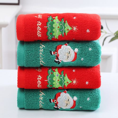 Christmas towel gift towel pure cotton face towel 2 gift boxes red Santa Claus New Year gift