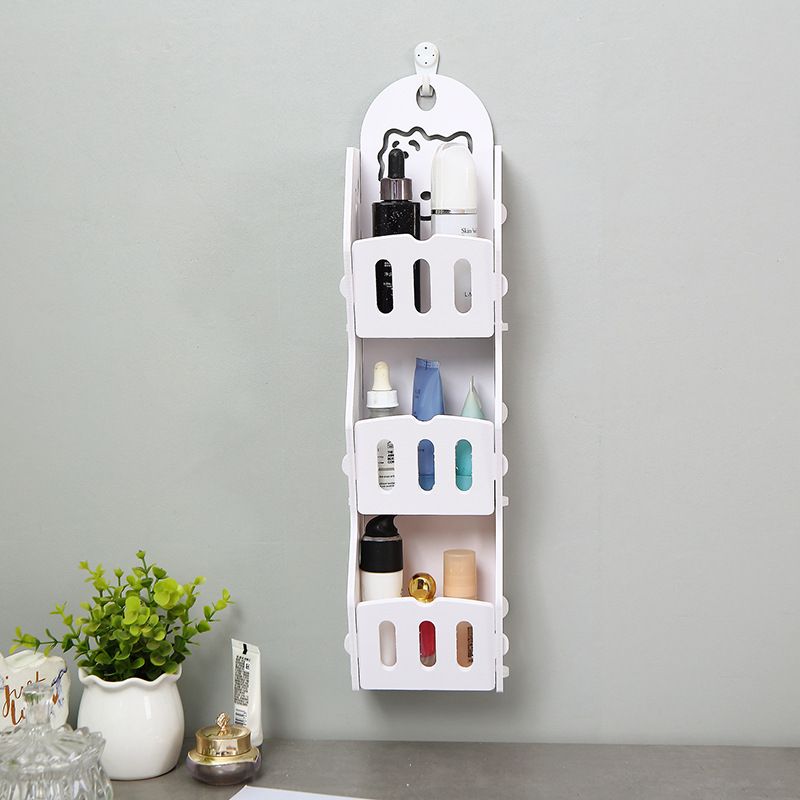 Estante de almacenamiento de baño sin perforar tipo gancho inodoro esquina estante de almacenamiento artículos de tocador cosméticos estante de almacenamiento