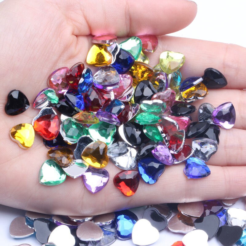 Strict selection of acrylic imitation table flat bottom flat section small heart DIY nail drill package multi-model multi-color optional