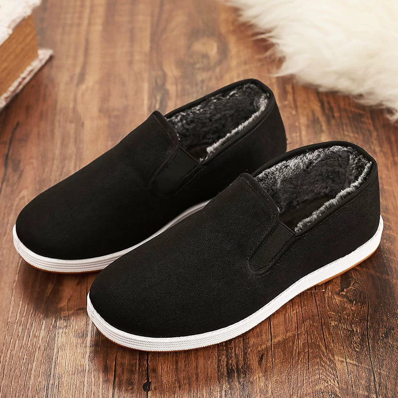 Старые пекинские туфли из ткани мужские хлопчатобумажные туфли плюс бархат утолщенные теплые мужские хлопчатобумажные туфли